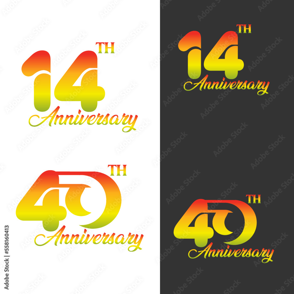 Anniversary vector design set with multiple line numbers for celebration events, invitations, greetings, web templates, flyers and booklets.
