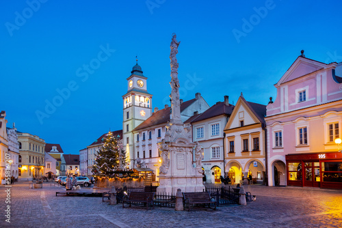 Fototapeta Masaryk square, protected town reserve, town Trebon, South Bohemia, Czech repub