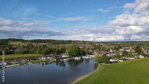 River Thames at Bourne End , UK Buckinghamshire Drone, Aerial, view from air, birds eye view, © steve