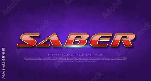 Creative 3d text saber editable text effect template
