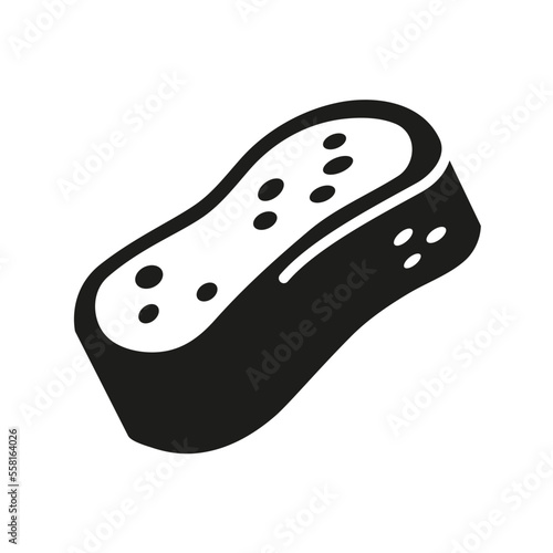 Hand car wash sponge black icon flat design