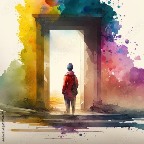 A scene that captures the feeling of hope, using colors and shapes to convey the sense of optimism or possibility, in a watercolor style IA Generated
