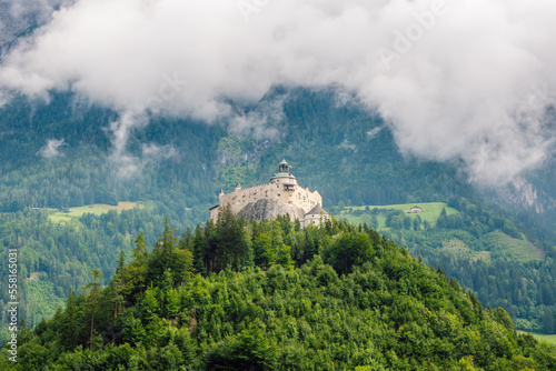 Hohenwerfen Castle or Festung Hohenwerfen, a medieval rock castle located above the Salzach Valley in Austria. photo
