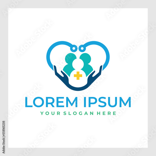 Hospital Logo. House with Cross Plus Sign Combination isolated on Double Background. Flat Vector Logo Design Template Element for Healthcare and Medical Logos.
