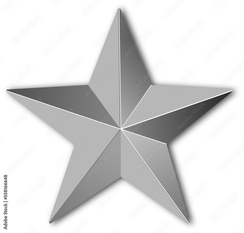 Silver star isolated on white background. Vector illustration.