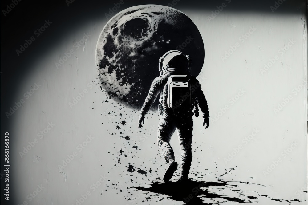an astronaut walking on the surface of the moon with a backpack on his ...