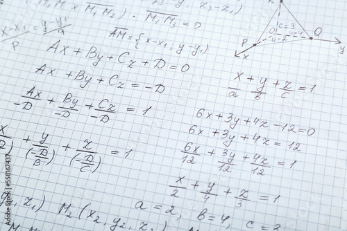 Sheet of paper with many different mathematical formulas