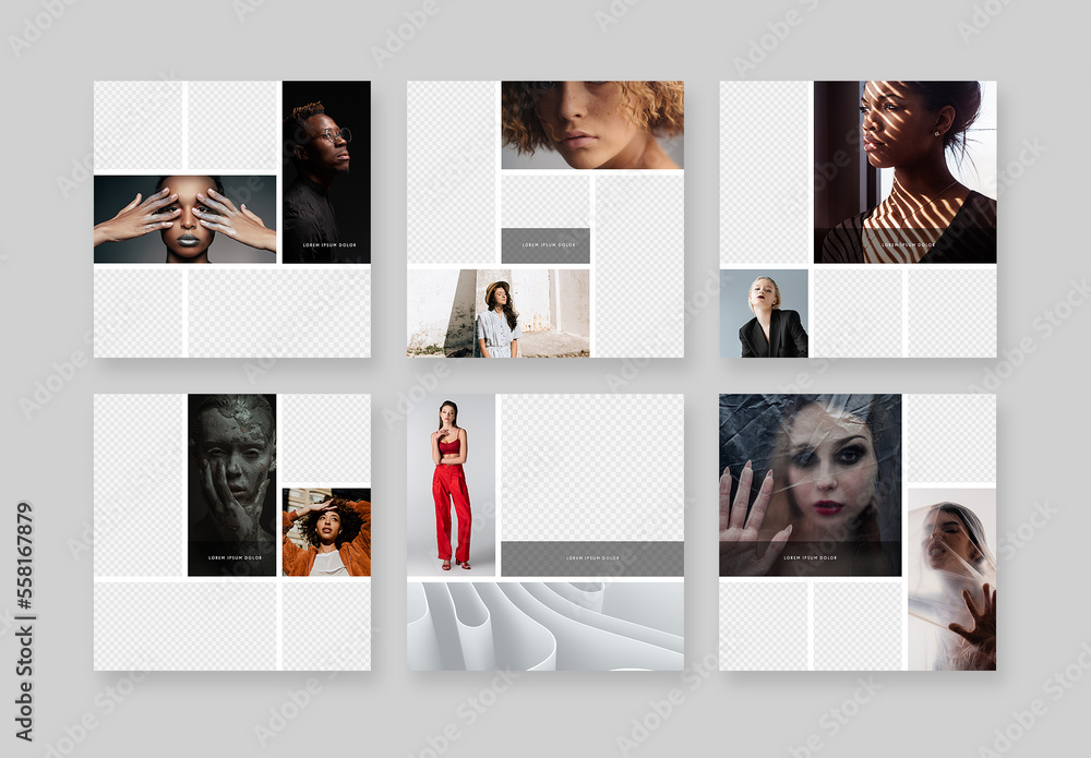 Collage Grid Social Media Layouts Stock Template | Adobe Stock