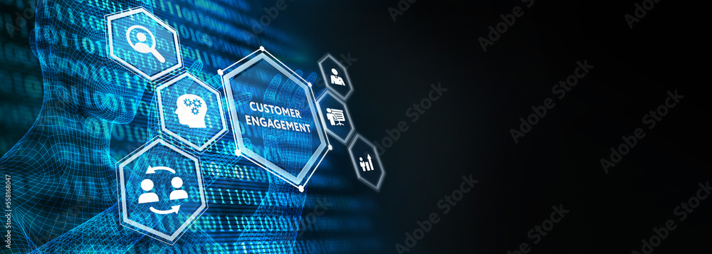 Business, Technology, Internet and network concept. Shows the inscription: CUSTOMER ENGAGEMENT. 3d illustration Business, Technology, Internet and network concept. Shows the inscription: CUSTOMER ENGAGEMENT. 3d illustration