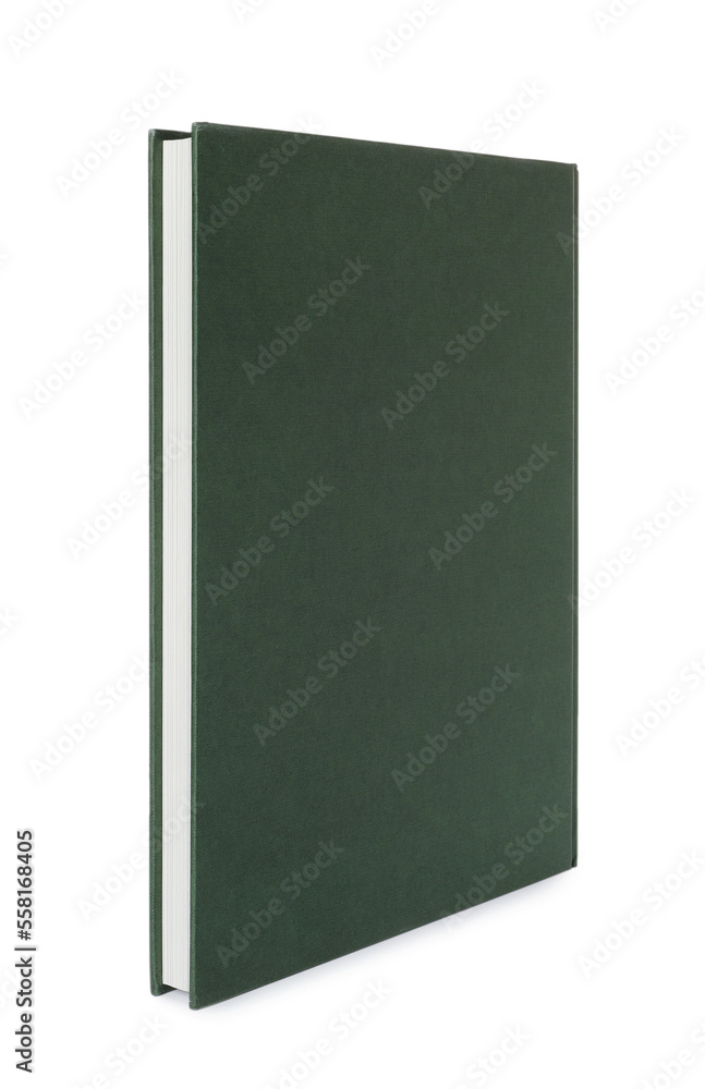 Closed book with green hard cover isolated on white Closed book with green hard cover isolated on white
