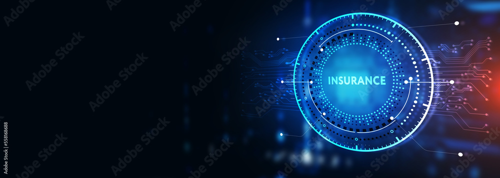 Insurance automation insurtech. Business, Technology, Internet and network concept. 3d illustration