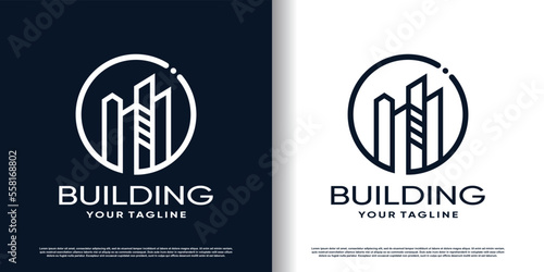 building logo design with creative unique style premium vector