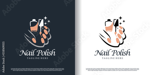 nail polish logo icon with modern creative and unique concept premium vector