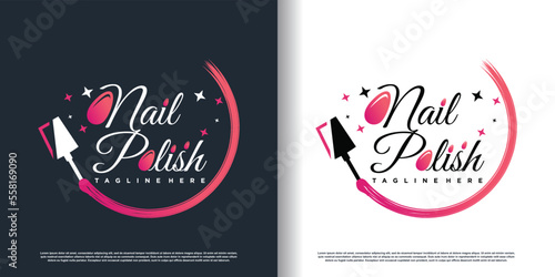 nail polish logo icon with modern creative and unique concept premium vector