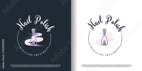 nail polish logo icon with modern creative and unique concept premium vector