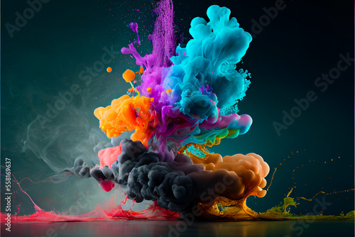 colorful smoke explosion, generative ai