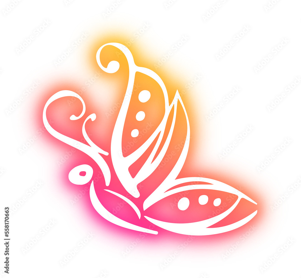 Obraz premium Collection of butterfly neon