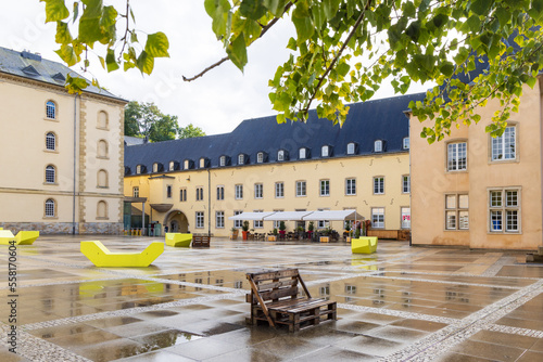 Luxembourg stadt, Luxembourg - October 1, 2022: Neumunster Abbey and grounds in Grund area in Luxembourg city in Luxemburg photo