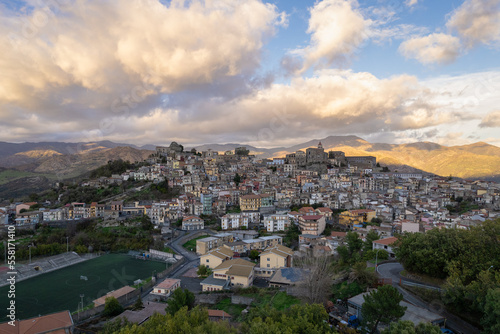 Scenic sunset view of Castiglione di Sicilia village photo