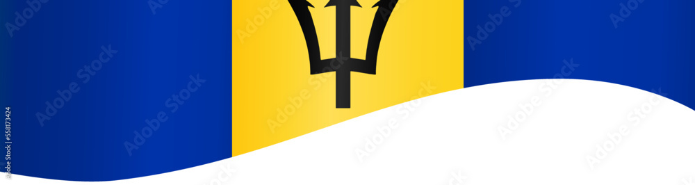Obraz premium Barbados flag wave isolated on png or transparent background,Symbol Barbados ,template for banner,card,advertising ,promote,and business matching country poster, vector illustration