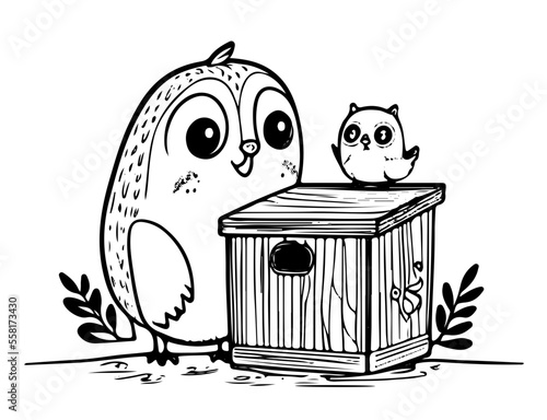 Coloring page for children with cute Animals