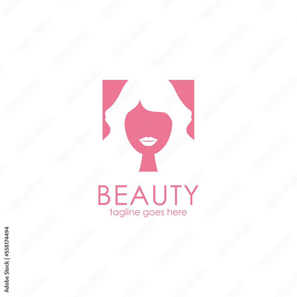 Beauty Logo Design Template with Face icon and woman. Perfect for business, company, mobile, cosmetic, app, icon, etc Beauty Logo Design Template with Face icon and woman. Perfect for business, company, mobile, cosmetic, app, icon, etc