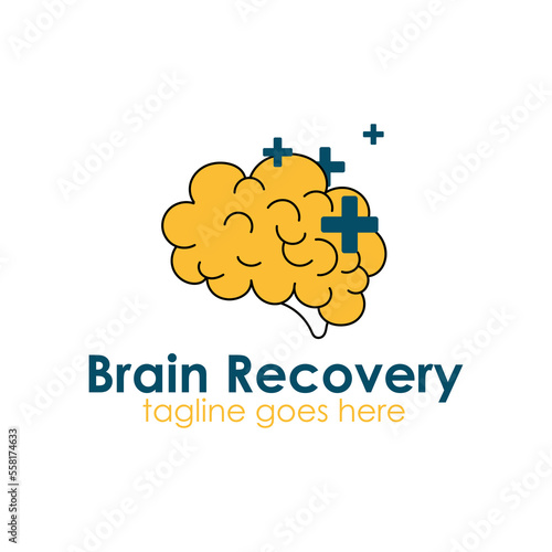 Brain Recovery Logo Design Template with Brain icon and Recovery Icon. Perfect for business, company, mobile, app, icon, etc