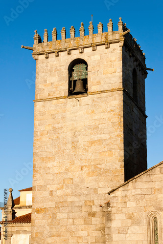 Bell tower of the Main Church of Our Lady of the Assumption in Caminha, Portugal.