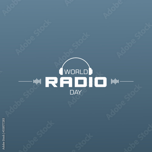 World radio day (February 13th). Minimalist poster design for social media post.