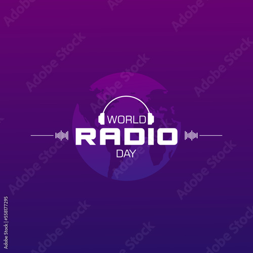 World radio day (February 13th). Minimalist poster design for social media post.