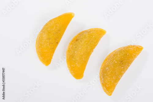 Colombian empanada - on the white background.traditional colombian food