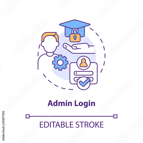 Admin login concept icon. Administrator account. Learning management system access abstract idea thin line illustration. Isolated outline drawing. Editable stroke. Arial, Myriad Pro-Bold fonts used
