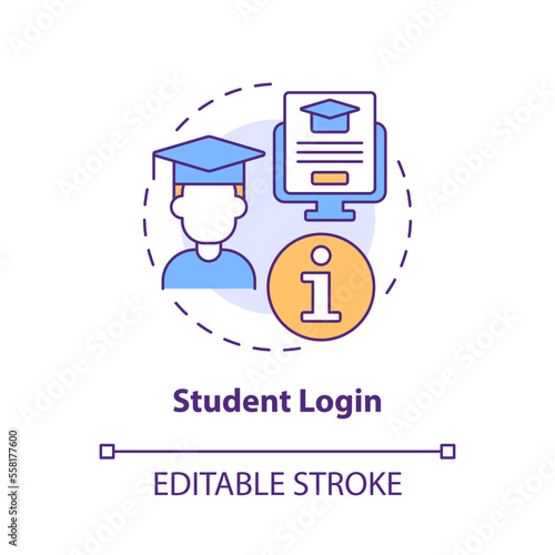 Student login concept icon. Materials to study. Learning management system access abstract idea thin line illustration. Isolated outline drawing. Editable stroke. Arial, Myriad Pro-Bold fonts used