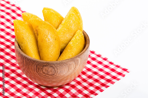 Colombian empanada - on the white background.traditional colombian food