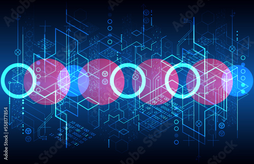 Isometric big data flow processing concept, cloud database. Abstract technology background. Vector illustration