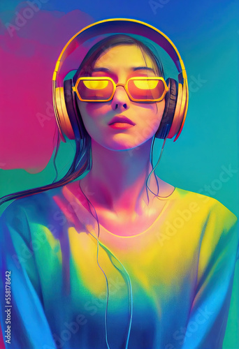 Woman in Sunglasses Listeni...