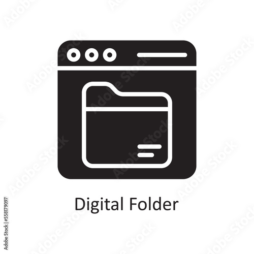 Digital Folder Vector Solid Icon Design illustration. Business And Data Management Symbol on White background EPS 10 File
