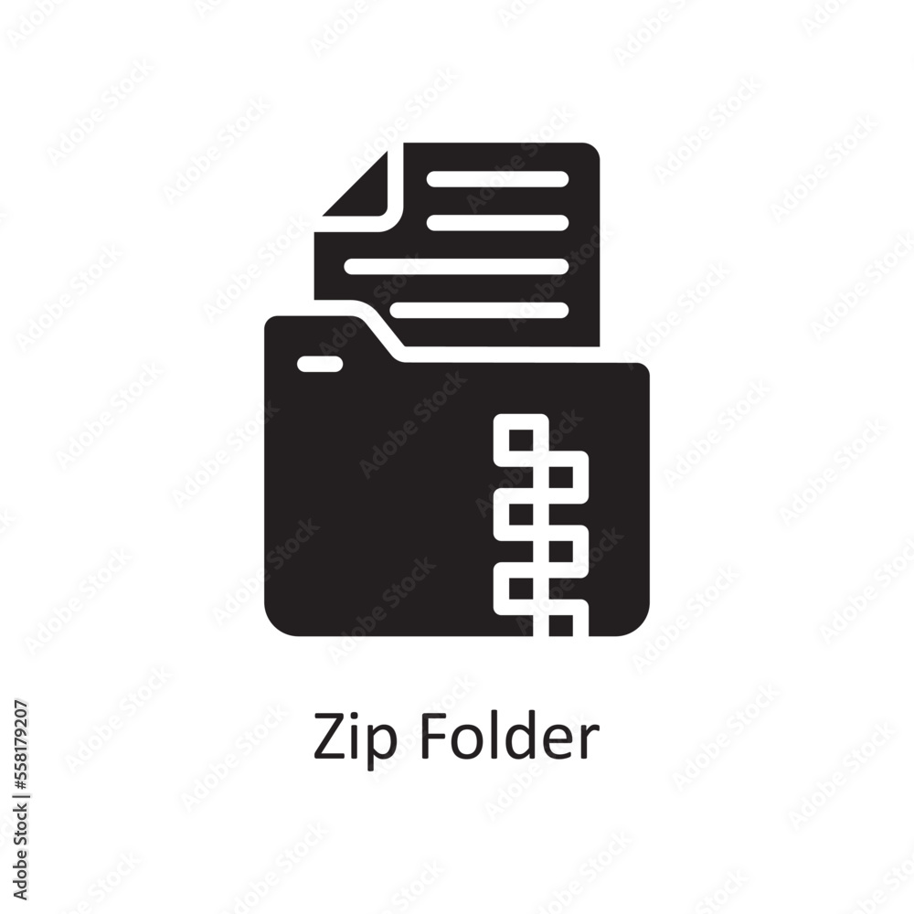Zip Folder Vector Solid Icon Design illustration. Business And Data Management Symbol on White background EPS 10 File Zip Folder Vector Solid Icon Design illustration. Business And Data Management Symbol on White background EPS 10 File