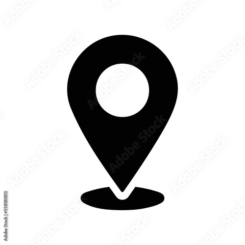 Location, Map, Address, Geographical Position icon. Black vector graphics.