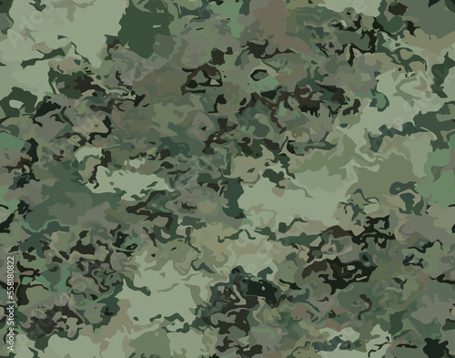 Full seamless watercolor camouflage texture print pattern. Usable for Jacket Pants Shirt and Shorts. Army textile fabric. Unique tie dye military camo. Vector illustration.