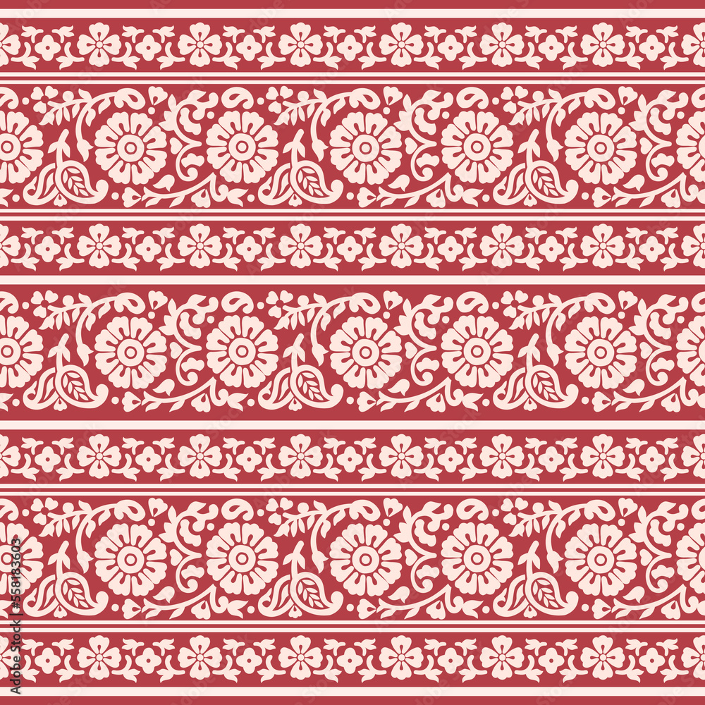 FLORAL SEAMLESS BORDER PATTERN IN EDITABLE VECTOR FILE FLORAL SEAMLESS BORDER PATTERN IN EDITABLE VECTOR FILE