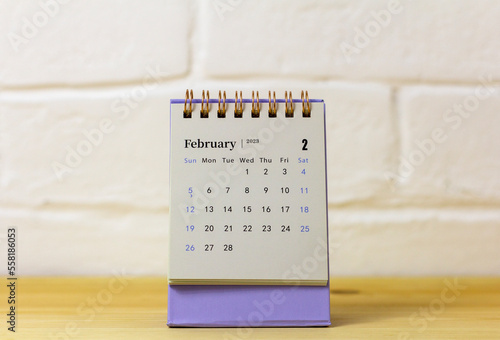 Hello February.Desktop calendar for February 2023 for planning and managing each date.