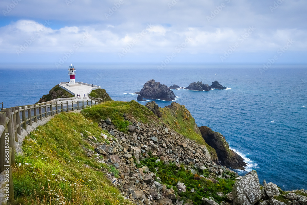 Lighthouse, Cape Ortegal cliffs and atlantic ocean, Galicia, Spain