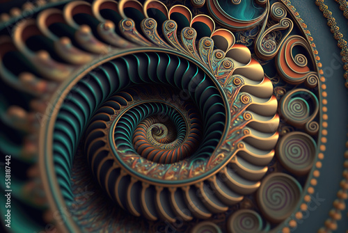 Fractal Fibonacci Spiral, AI Generated photo