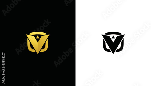 bird face V letter logo