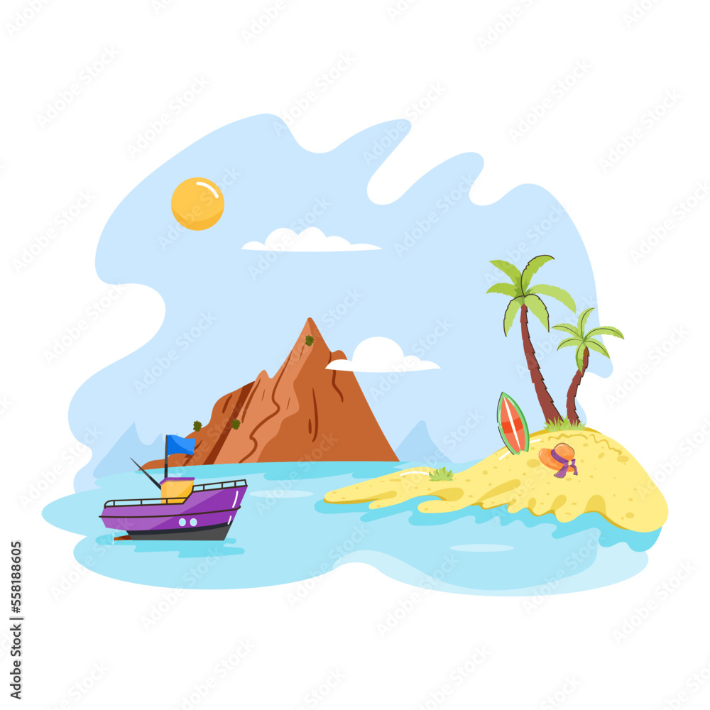 An eye catchy flat illustration of camping 