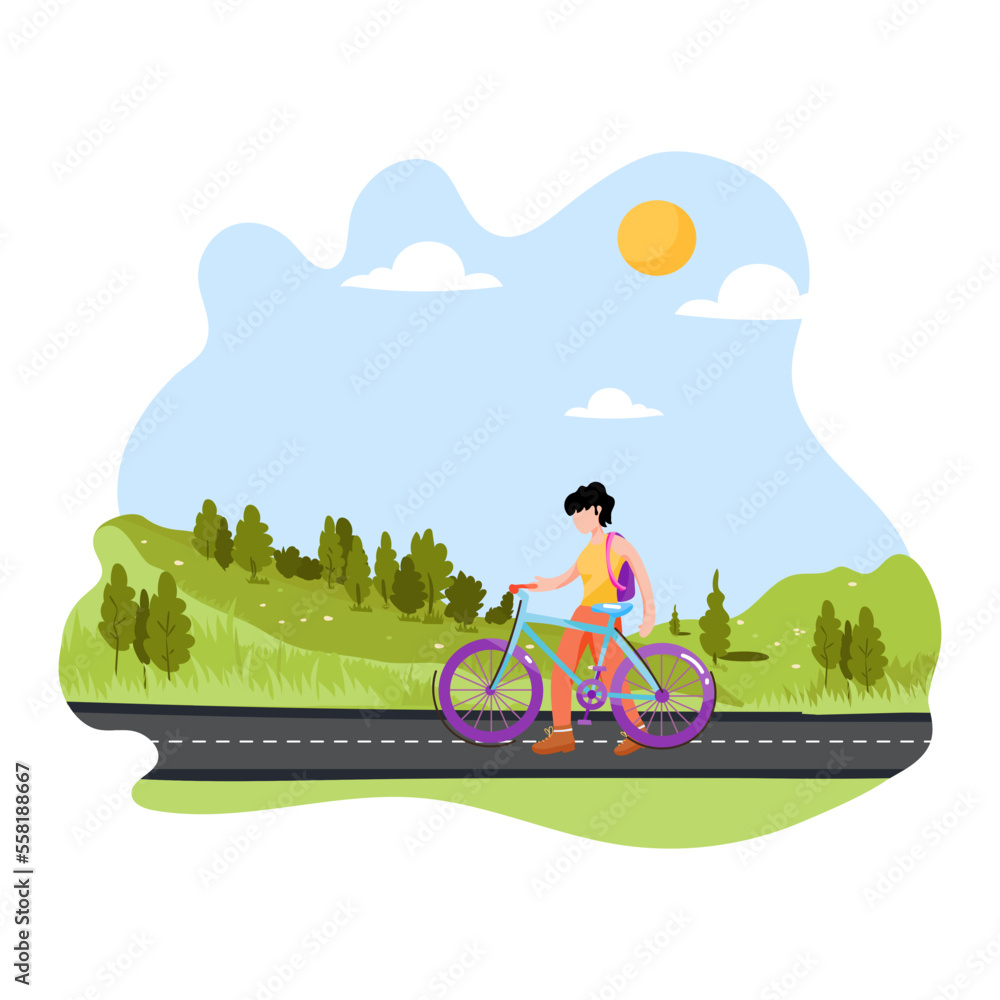 A visually appealing flat illustration of road trip 