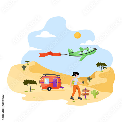 An eye catchy flat illustration of camping 