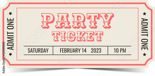 Retro vector party ticket
