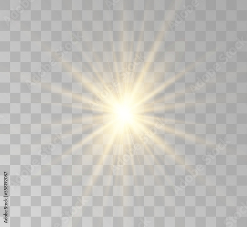 Transparent yellow sunlight special lens flash light effect. Front solar flare lenses	